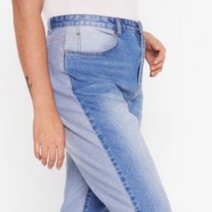 Plus size two tone mom jeans